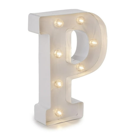 Darice White Light Up Marquee Letter P, 9.875 inches