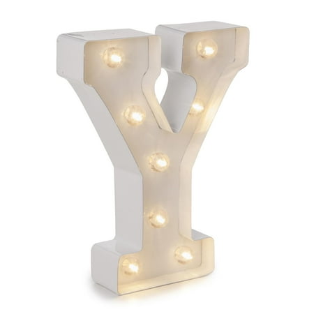 Darice White Light Up Marquee Letter Y, 9.875 inches