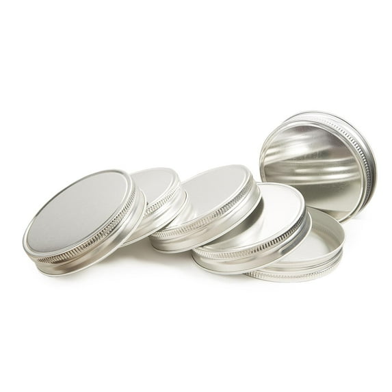 Darice Wide Mouth Mason Jar Lids: Silver Tin, 3.4 x .7 Inches, 6 Pack