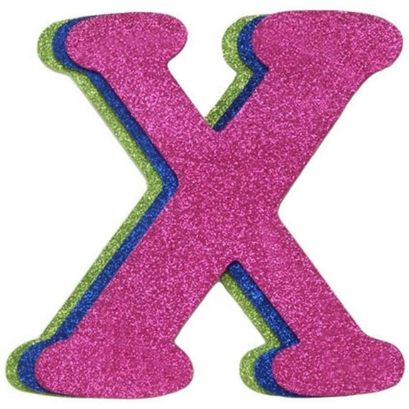 Darice Wood Letter X, Assorted Glitter Colors, 9 inches