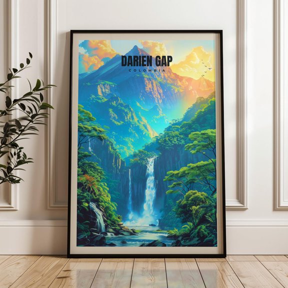 Darien Gap Colombia Travel Print, Vibrant Illustration Art Print, Unframed Paper Poster 8x10in