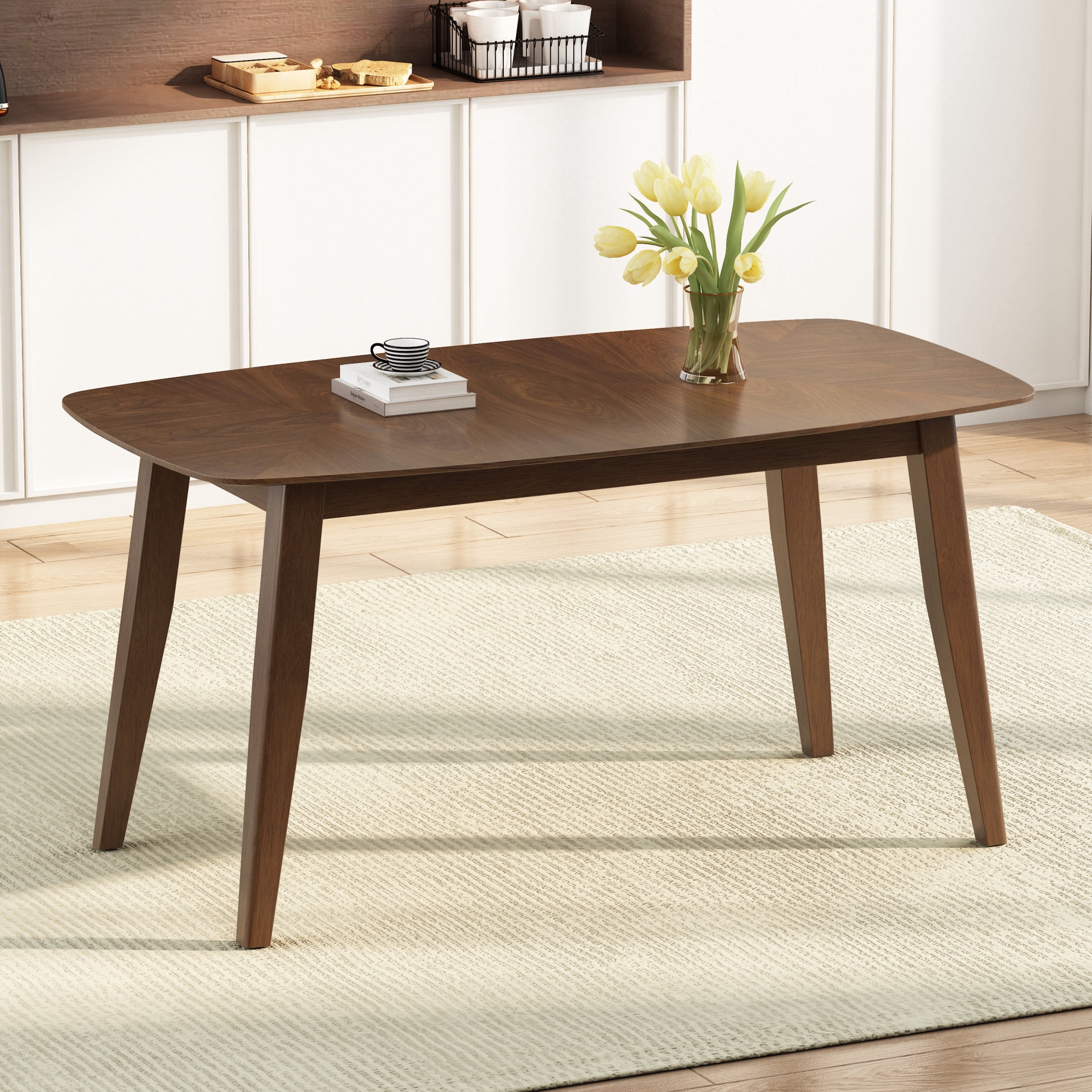 Darien Rectangular Dining Table in Walnut Finish with Rubber Wood Construction