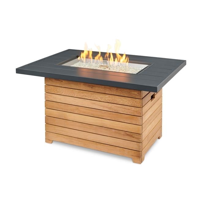 Darien Rectangular Gas Fire Pit Table with Aluminum Top
