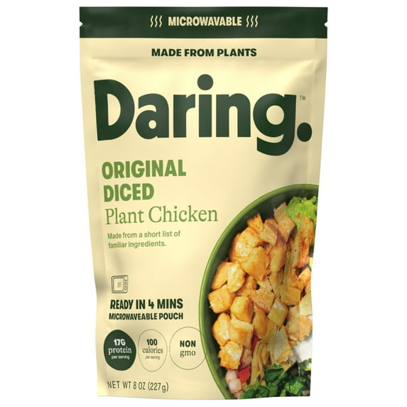 Daring Original Diced Plant-Based Chicken High‑Protein Vegan, 8 oz, Frozen