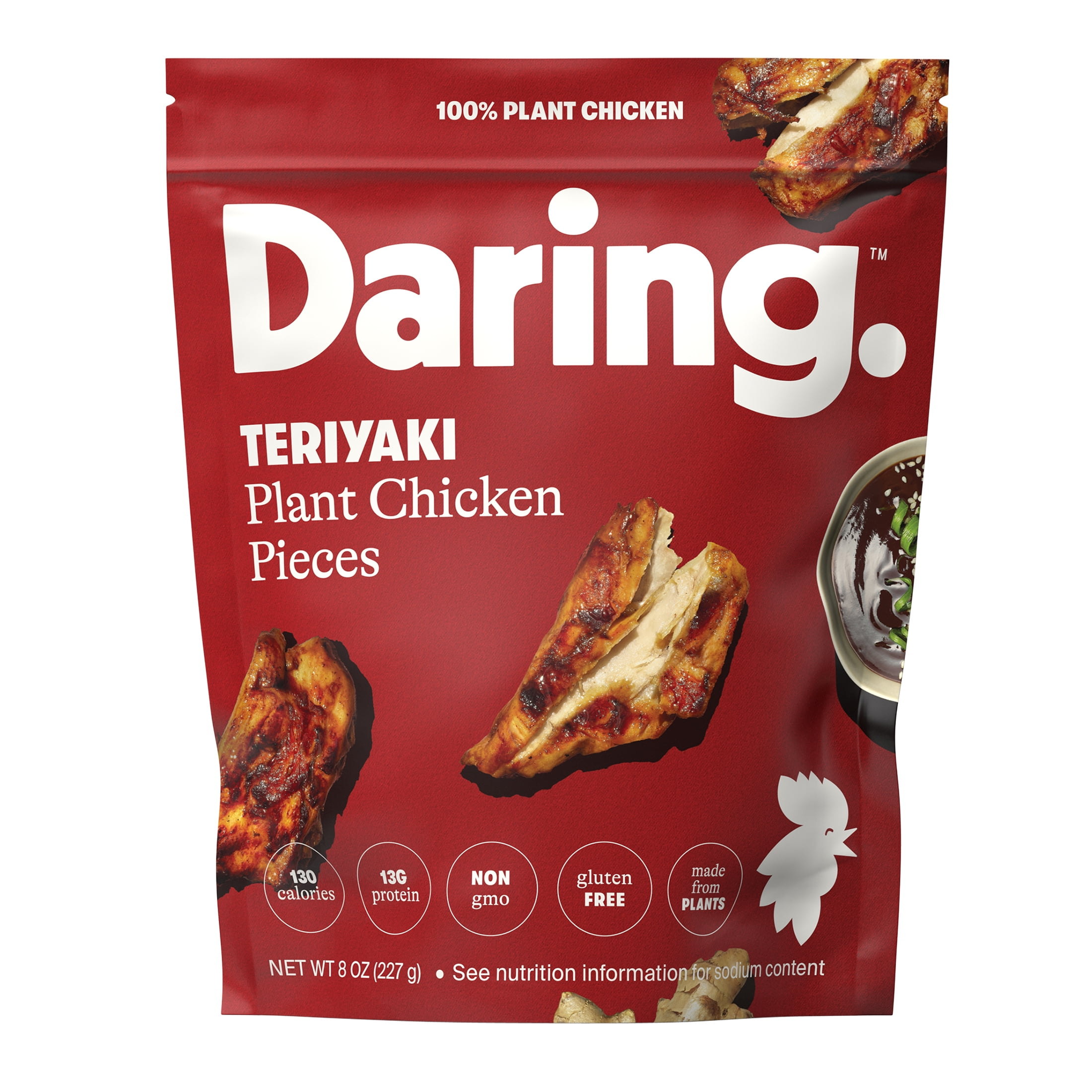 Daring Plant-Based Frozen Teriyaki Chicken Breast Pieces, Vegan, 8 oz, 27 Count