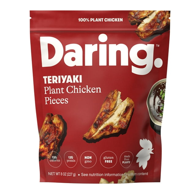 Daring Plant-Based Frozen Teriyaki Chicken Breast Pieces, Vegan, 8 oz, 27 Count