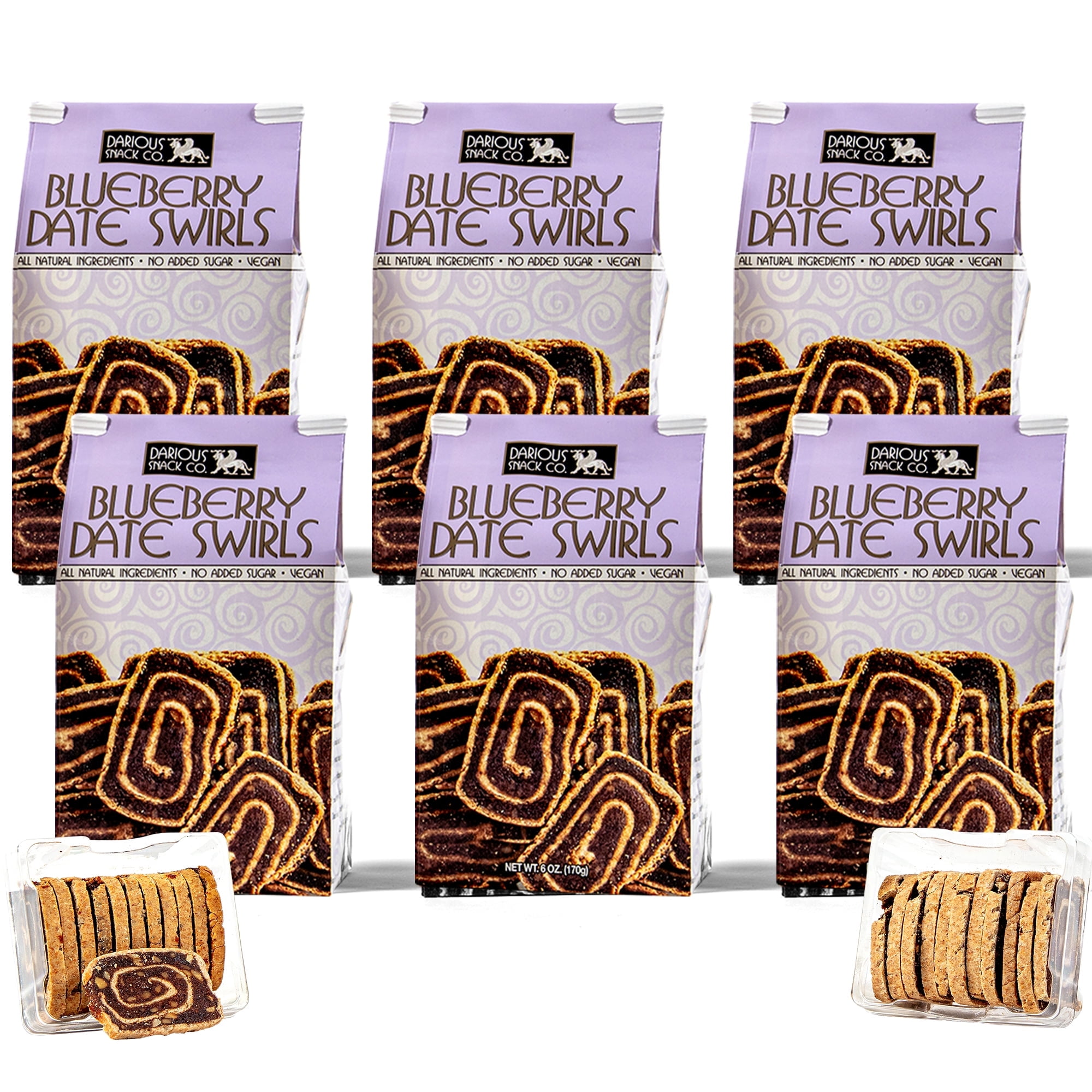 Darious Snack Co. Vegan Banana Date Swirls for Coffee & Tea Treat, Delicious Breakfast Cookies, Slightly Sweet and Savory, All Natural Ingredients, Holiday Food Gifts, 6 Pack - 5 oz Each Bag