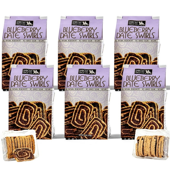 Darious Snack Co. Vegan Banana Date Swirls for Coffee & Tea Treat, Delicious Breakfast Cookies, Slightly Sweet and Savory, All Natural Ingredients, Holiday Food Gifts, 6 Pack - 5 oz Each Bag