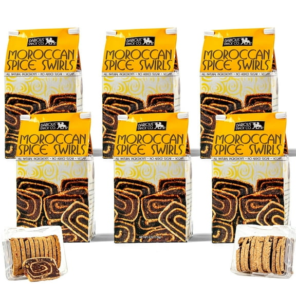 Darious Snack Co Vegan Moroccan Spice Date Swirls for Coffee & Tea Treat, Delicious Breakfast Cookies, Slightly Sweet And Savory, All Natural Ingredients, Food Gift - 5 oz each Bag (Pack of 6)