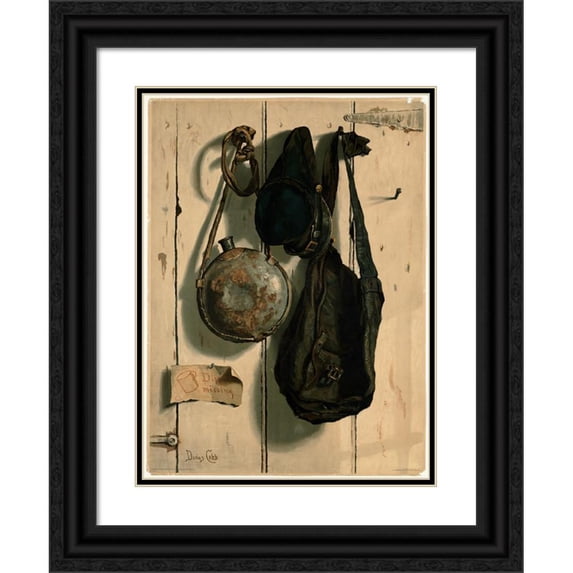 Darius Cobb 14x18 Black Ornate Wood Framed Double Matted Museum Art Print Titled - Civil War Trompe L'Oeil (1888)