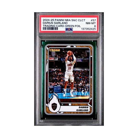 Darius Garland 2024-25 Panini NBA #57 Sticker 5/5 Green Foil PSA 8 NM-MT
