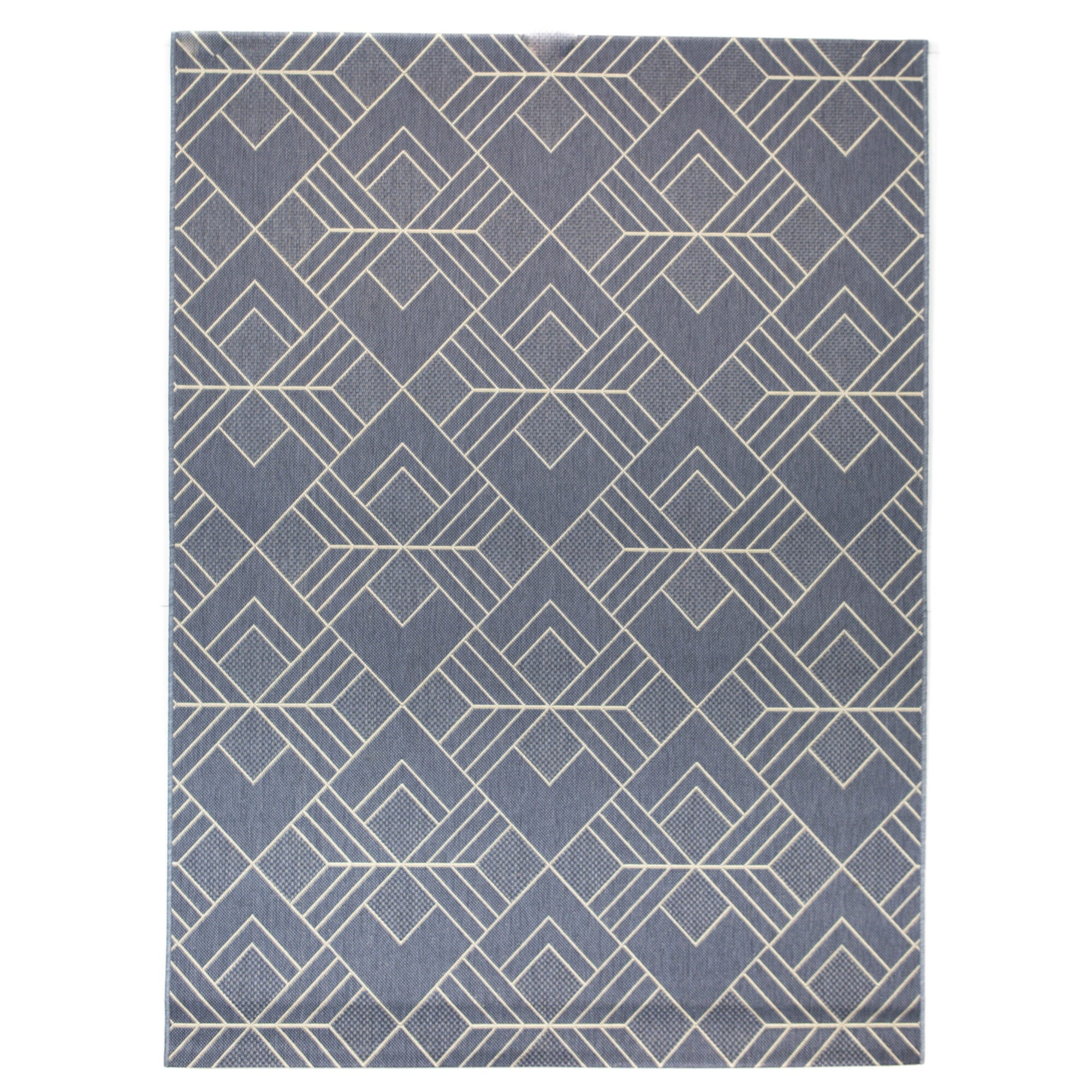 Dariya Blue Geometric Flat Woven Synthetic Runner Rug