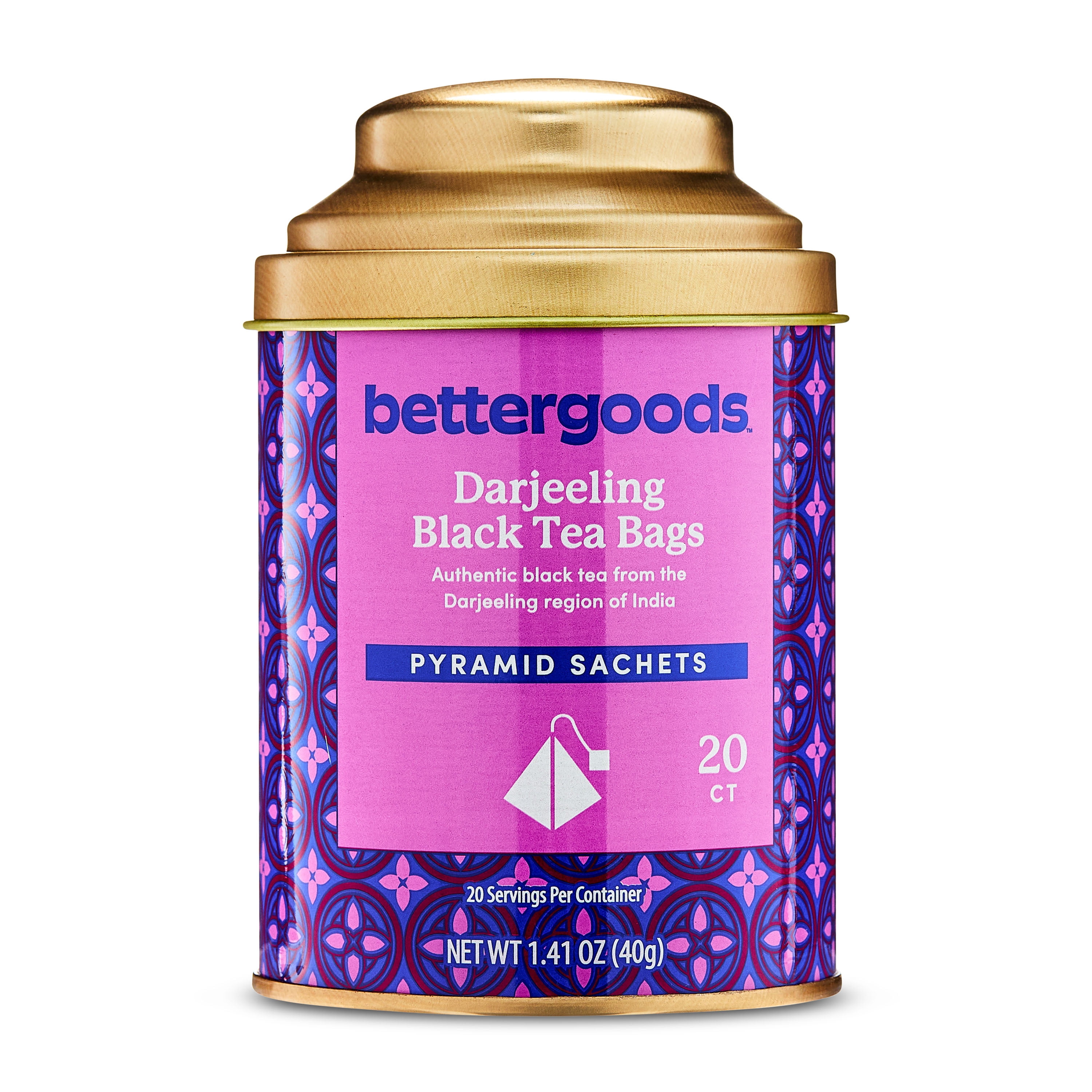 bettergoods Darjeeling Black Tea Bags, 1.41 oz, 20 Pyramid Sachets