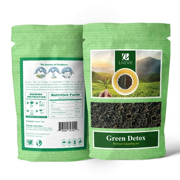 Darjeeling Green Tea, Premium Loose Leaf - Natural Detox Blend, Handpicked from Certified Gardens, 3.5 oz Pack, Refreshing and Antioxidant-Rich