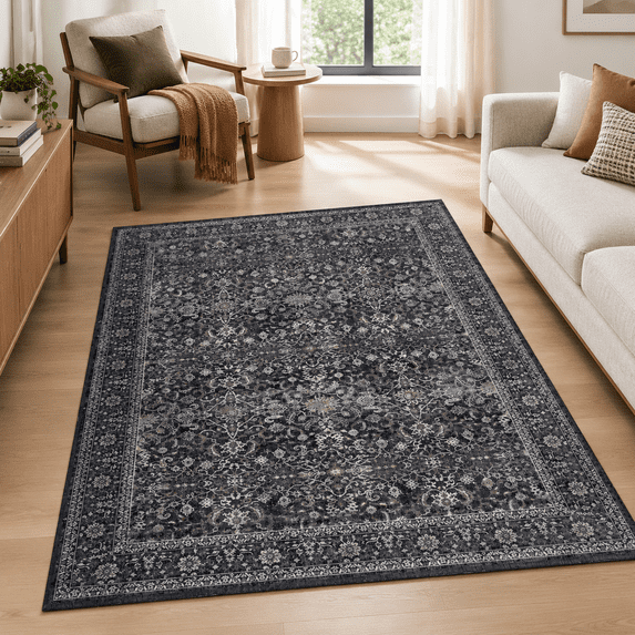 Entry Area Rug Dark 4x5 Area Rugs Washable Throw With Rubbering For Kitchen Entryway ...