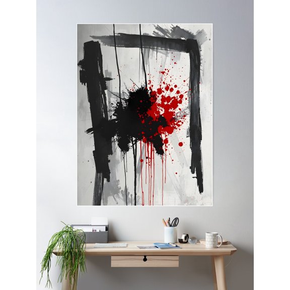 Dark Abstract Art - Bold Expression Of Chaos And Emotion Poster Wall Art, Modern Wall Decor For Living Room Bedroom, 8x12 UNFRAMED