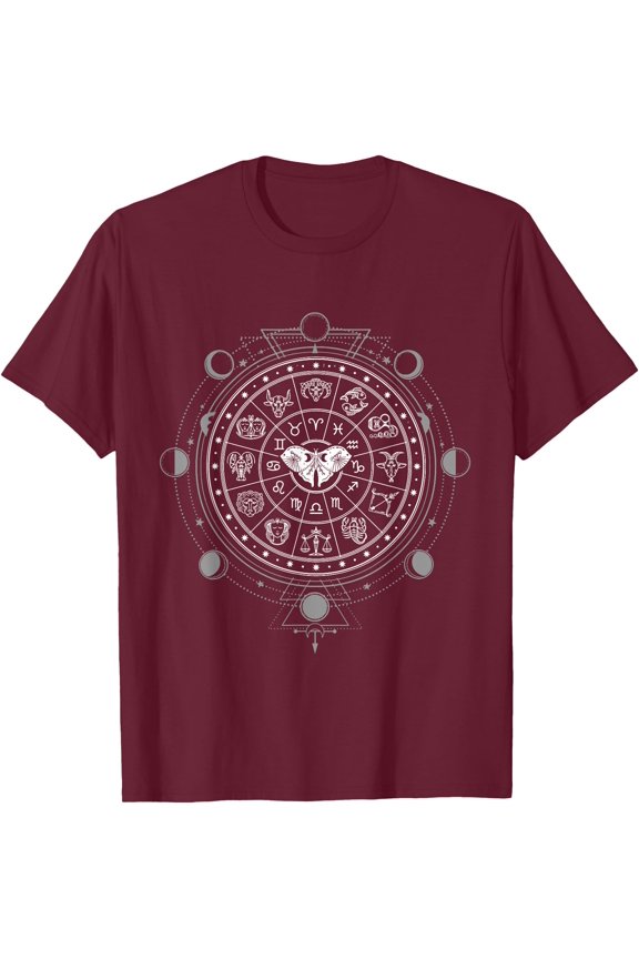 Dark Academia Aesthetic Astrology Luna Moth Moon Zodiac Unisex T-Shirt for Men Women Kids Toddler