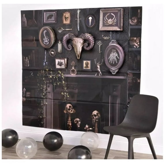 Dark Academia Backdrop Kit with 3D Add-Ons - 65" x 65- Amscan