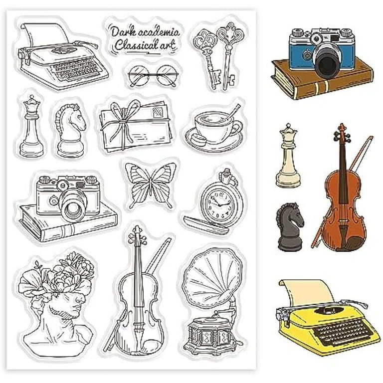Dark Academia Background Clear Stamps Dark Academia Clear Rubber Stamps  Silicone Clear Stamps for Card Making Rubber Stamps for Crafting Paper DIY