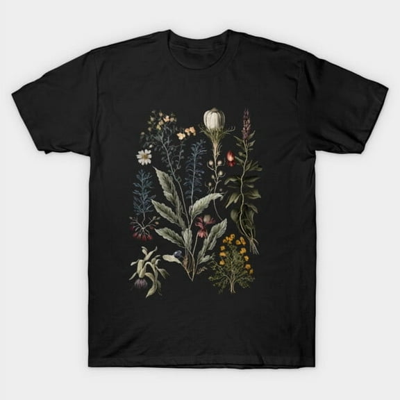 Dark Academia Botanical Illustration Aesthetic for a Moody Student T-Shirt