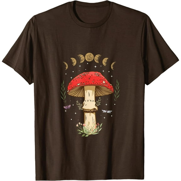 Dark Academia Cottagecore Aesthetic Magic Mushroom Unisex T-Shirt for Men Women Kids Toddler,Dark Chocolate Color,Size L
