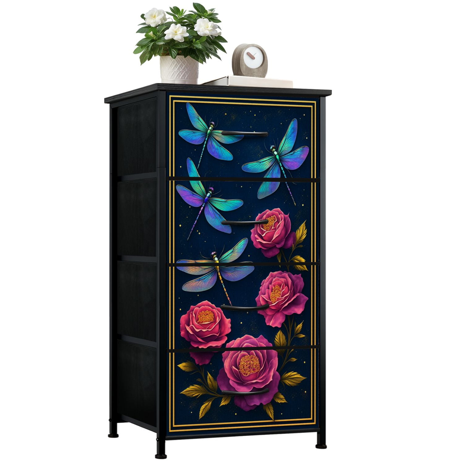 Dark Academia Cottagecore Dresser for Bedroom with 4 Storage Drawers Dragonflies Roses Floral Jewel Tones Dark Dressers Chest of Drawers Steel Framed ... Dark Academia Cottagecore Dresser for Bedroom with 4 Storage Drawers Dragonflies Roses Floral Jewel Tones Dark Dressers Chest of Drawers Steel Framed ...