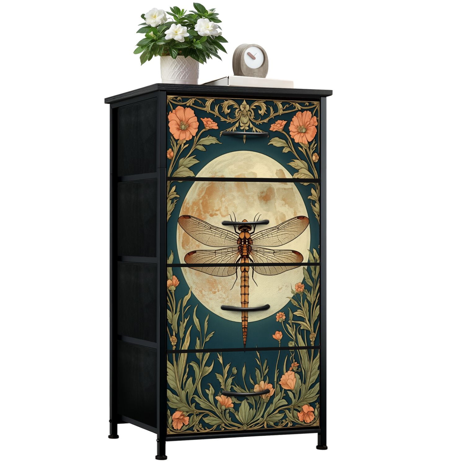 Cottagecore Dresser for Bedroom with 4 Storage Drawers Dragonfly Floral Botanical Butterflies Pastel Wildflowers Dressers Chest of Drawers Steel Framed Fabric Closet Organizers for Entryway - Walmart.com Cottagecore Dresser for Bedroom with 4 Storage Drawers Dragonfly Floral Botanical Butterflies Pastel Wildflowers Dressers Chest of Drawers Steel Framed Fabric Closet Organizers for Entryway - Walmart.com