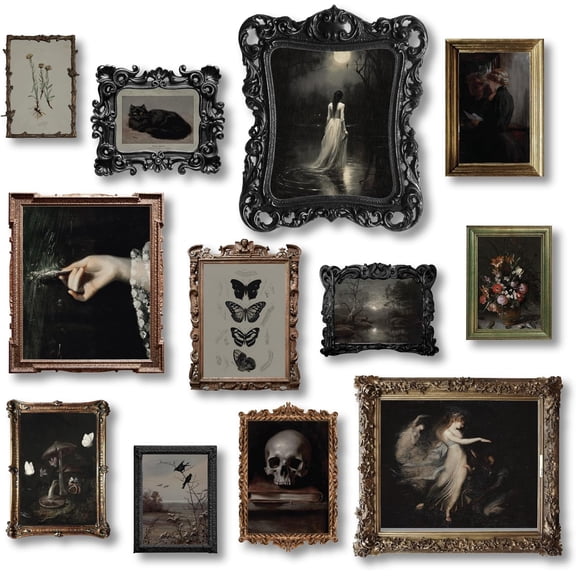 Dark Academia Decor - Victorian Gothic Wall Art Prints, Dark Moody Aesthetic Pictures, Creepy Goth Posters Vintage Gothic Painting for Home Bedroom Decorations (8x10 Unframed)