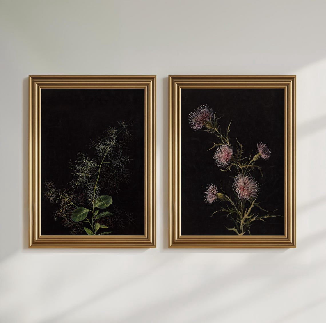 Dark Academia Floral Art Moody Wall Art Vintage Black Flower Set 2 ...