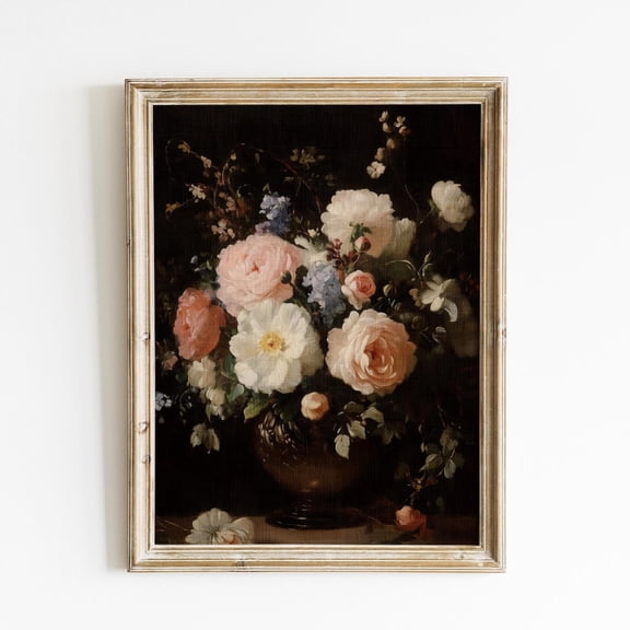 Dark Academia Floral Bouquet Wall Art, Unframed Paper Print Size 8x12