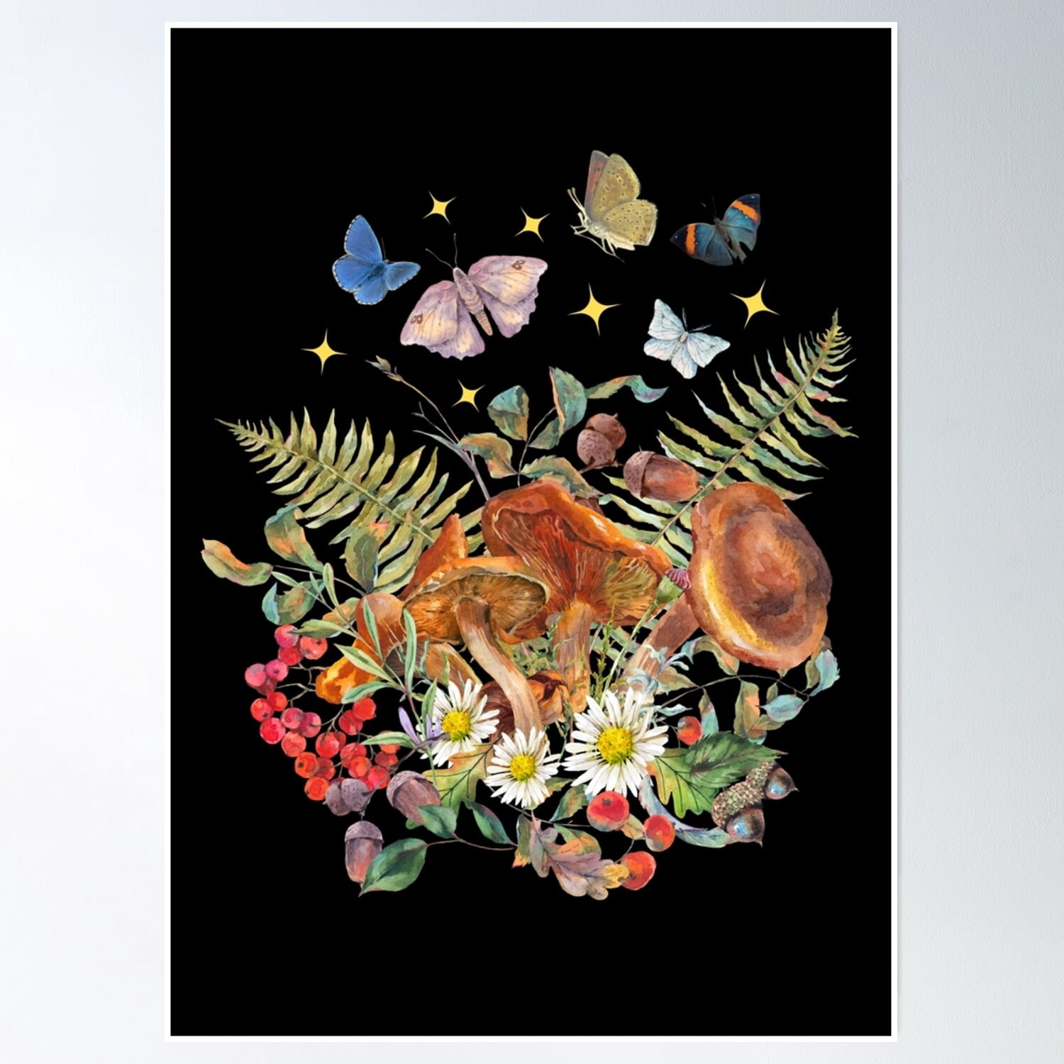 Dark Academia Goblin Core Cottagecore Mushroom Flower Poster Wall Art ...
