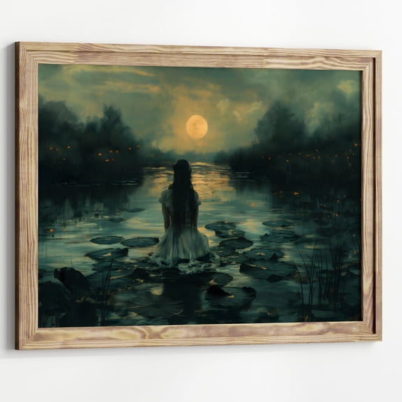Dark Academia Gothic Print - Ophelia In Lake Art - Moody Victorian Wall Art - Dark Cottagecore Decor - Goth Gothic Prints Painting Art