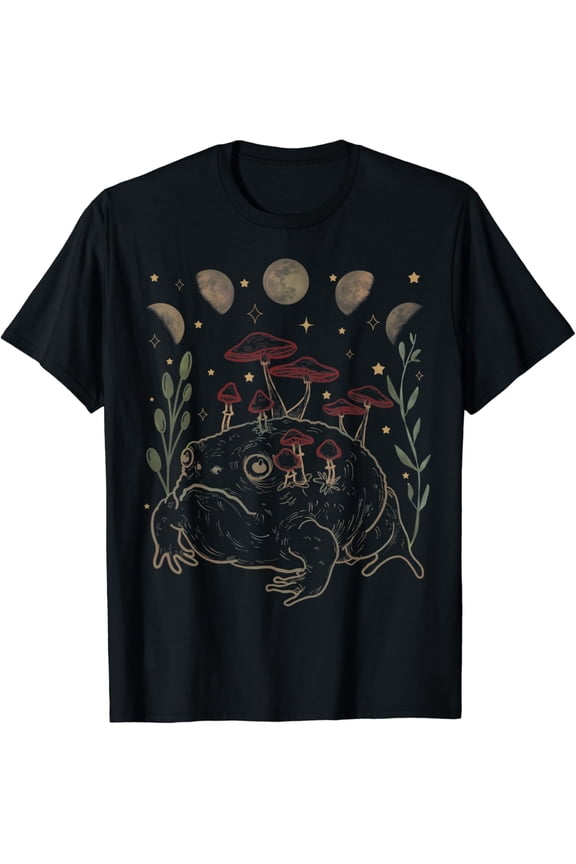 Dark Academia Moon Witchy Goblincore Aesthetic Frog T-Shirt