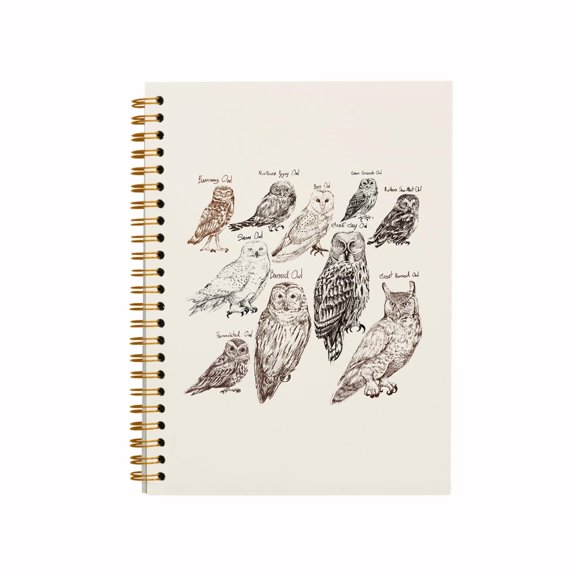 Dark Academia Owl Spiral Notebook 5.5x8.3 Inch 80 Page Lined Journal