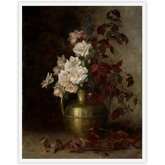 Dark Academia Room Decor Aesthetics Vintage Funky Antique Flowers Botanical Canvas Wall Art Moody Floral Print Minimalist Preppy Wall Decor for Dorm Apartment Bedroom 12x16 in Unframed