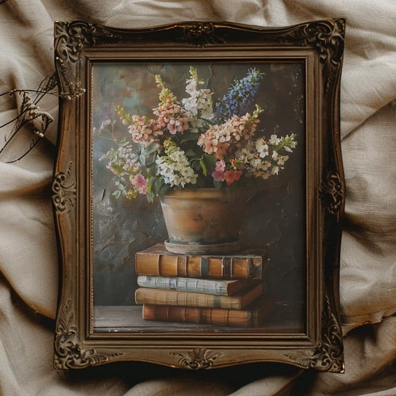 Dark Academia Spring Wall Art Cottagecore Spring Art Vintage Book Wall Art For Reading Nook Decor Dark Academia Book Lover Gift, 24x36 UNFRAMED