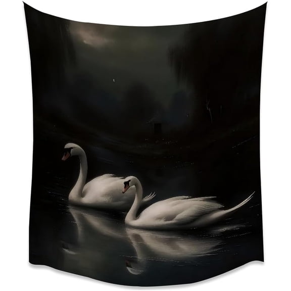 Dark Academia Swans Wall Tapestry Wildlife Retro Art Tapestries Gothic Cottagecore for Bedroom Living Room Dorm Wall Decor 40x60inchwhite