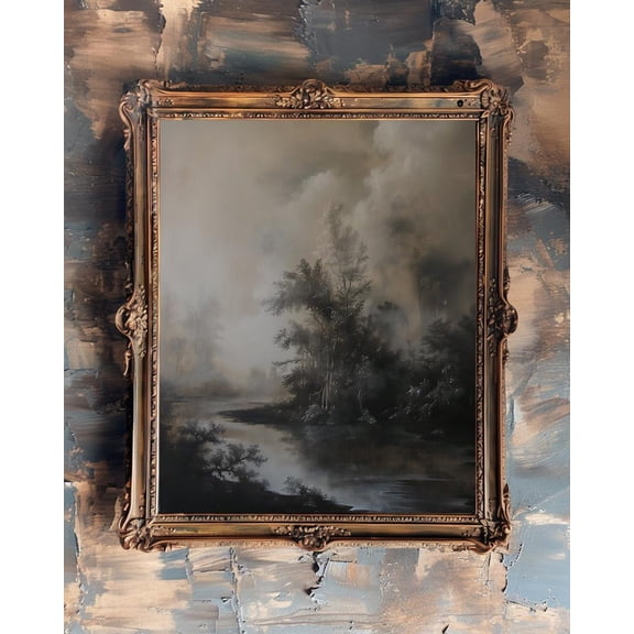 Dark Academia Wall Art Dark Landscape Vintage Art Poster Moody Wall Art For Bathroom Wall Art Moody And Dark Cottagecore Art Gothic, 12x18 UNFRAMED