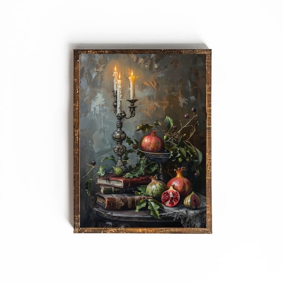 Dark Academia Wall Art Kitchen Wall Art Dark Cottagecore Kitchen Decor Fruit Poster Wall Art Pomegranate Poster Fig Art, 24x36 UNFRAMED