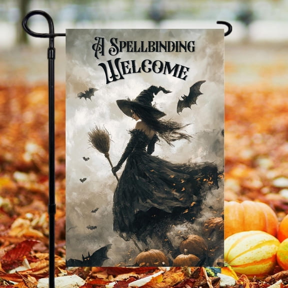 Dark Academia Witch Garden Flag Gothic Halloween Welcome Banner