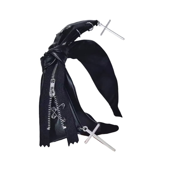 Dark Aesthetic Bowknot Headband Stylish Hairpiece for Women Gothic Punk Streetwear Hair Accessories