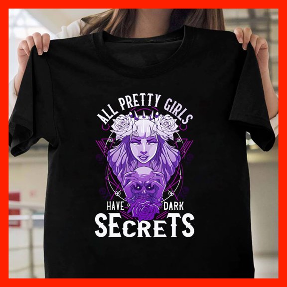 Dark Aesthetic Graphic Tee Mysterious Woman with Roses and Skull - Edgy Alternative Style T1339, for men and women, Extended Sizes Up to 5XL
