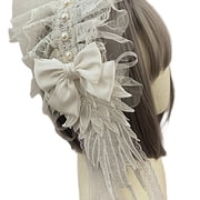 Dark Aesthetic Lace Headpiece Adjustable Bowknot Hairband for Trendy Women Gothic Lolitas Fashion and Theme Parties