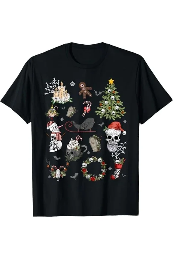 Dark Aesthetic Winter Moody Gothic Holiday Retro Art Unisex T-Shirt, up to size 5XL