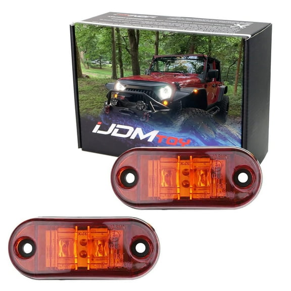 Dark Amber Lens Add-On LED Fender Flare Side Marker Lights For Jeep Wrangler Aftermarket Flat Style Fender Flares
