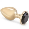 thumbnail image 1 of Dark Amour Gold Metal Anal Plug with Colorful Jewel  Small Clear, 1 of 6