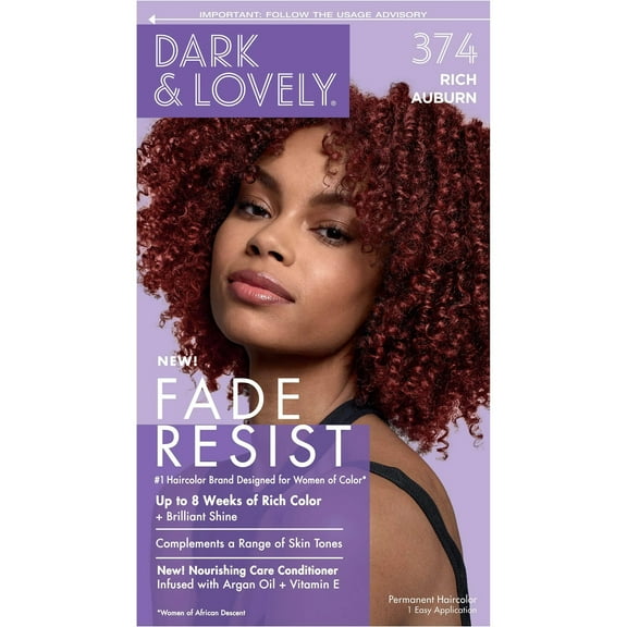 Dark And Lovely Fade Resist Hair Color, Rich Auburn, 374, Pack of 3