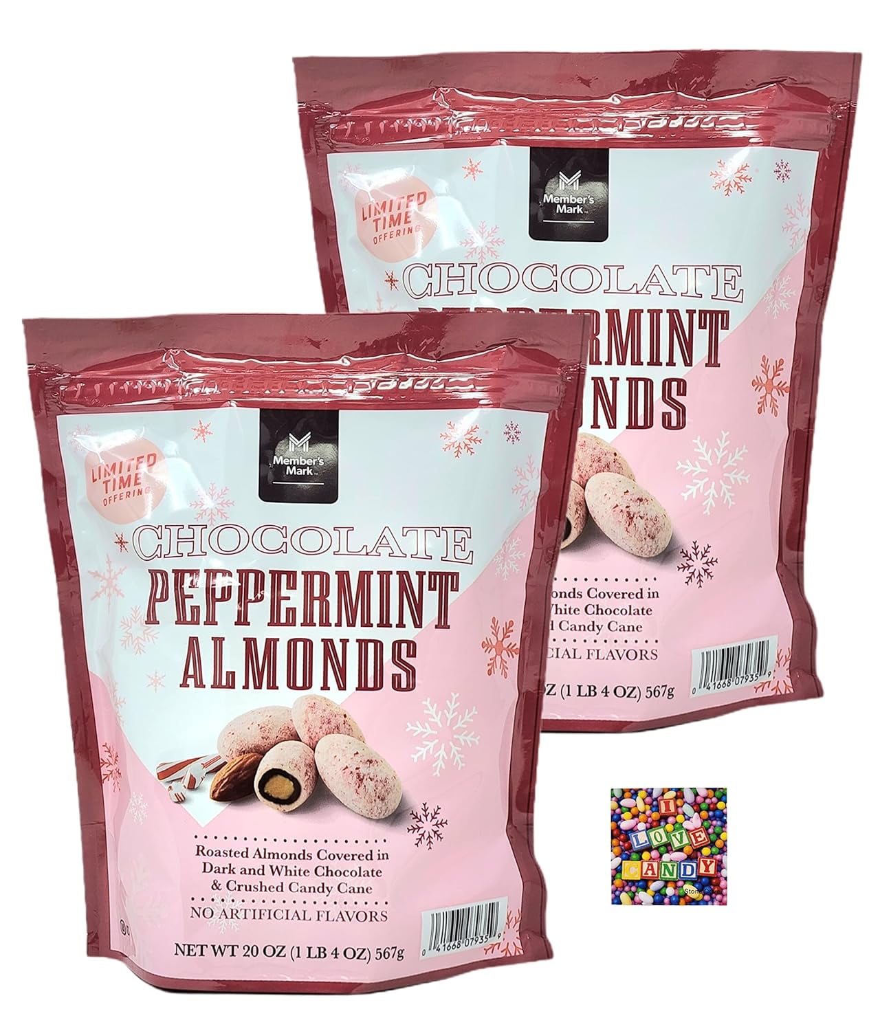 Dark And White Chocolate Peppermint Almonds 2 Bags 20 Oz Per Bag