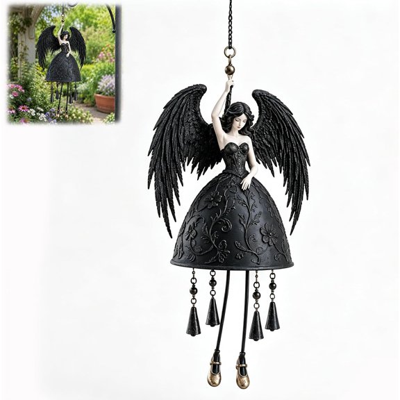 Dark Angel Gothic Wind Chime Enchanting Outdoor Garden Hanging Decor