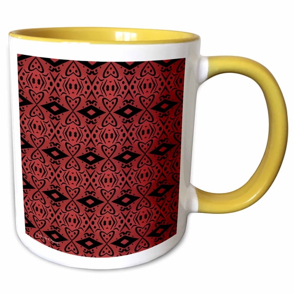 Dark Angel Tribal 2 Abstract Pattern Textile 11oz Two-Tone Yellow Mug mug-30740-8
